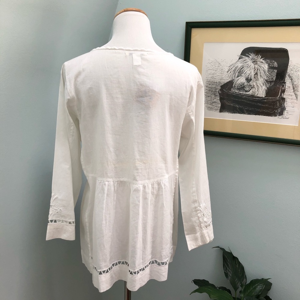 Lucky Brand White Cotton Top w Openwork Embroidery - Picture 11 of 16